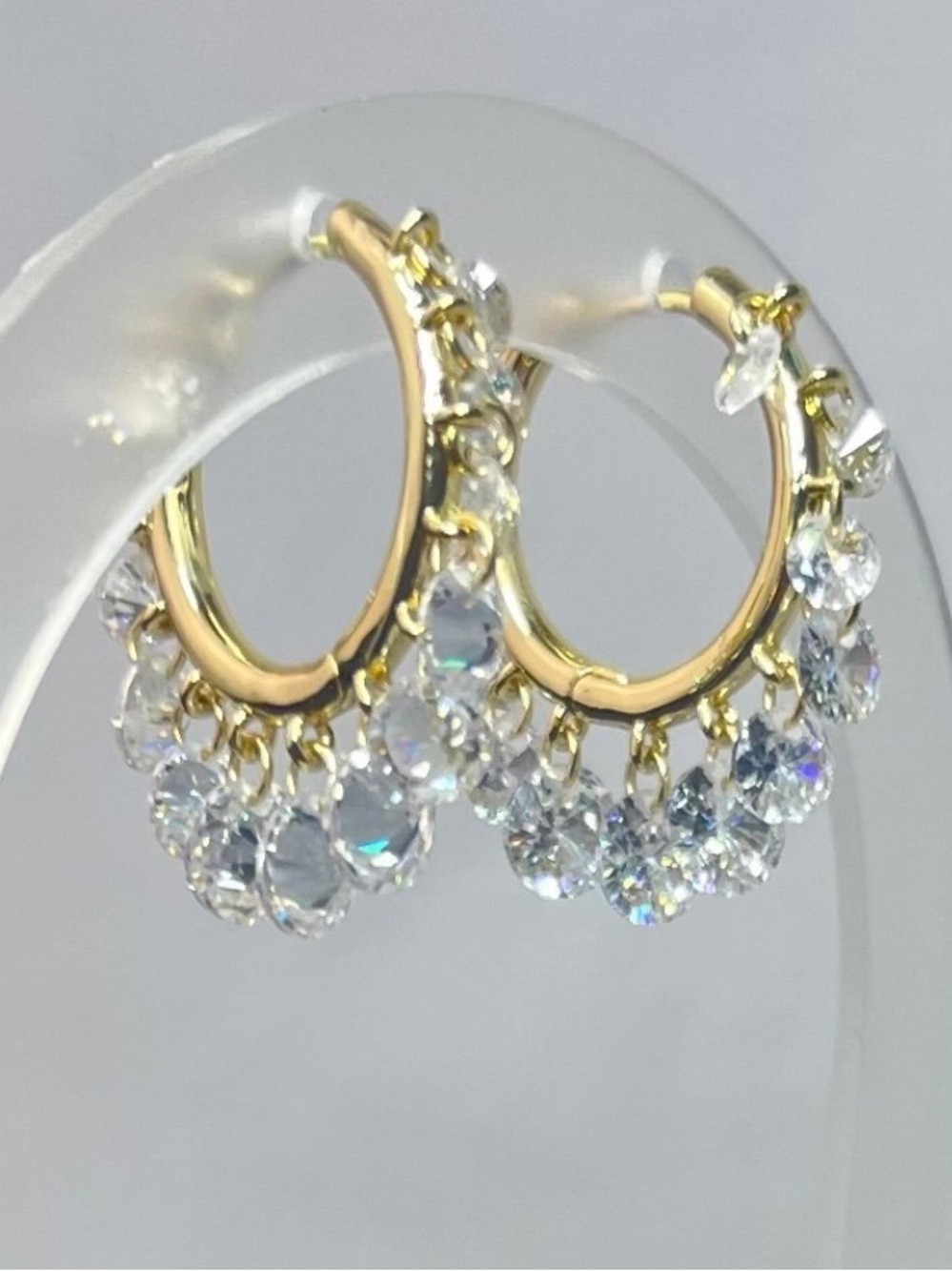 NEW Camila Coelho 14KT Gold Plated CZ Shimmer Charms Hoop Earrings - Picture 11 of 13